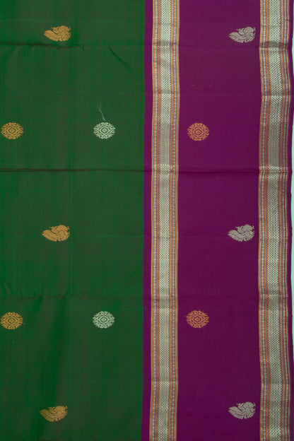 Kanchipuram Silk Butta Dark Green Saree