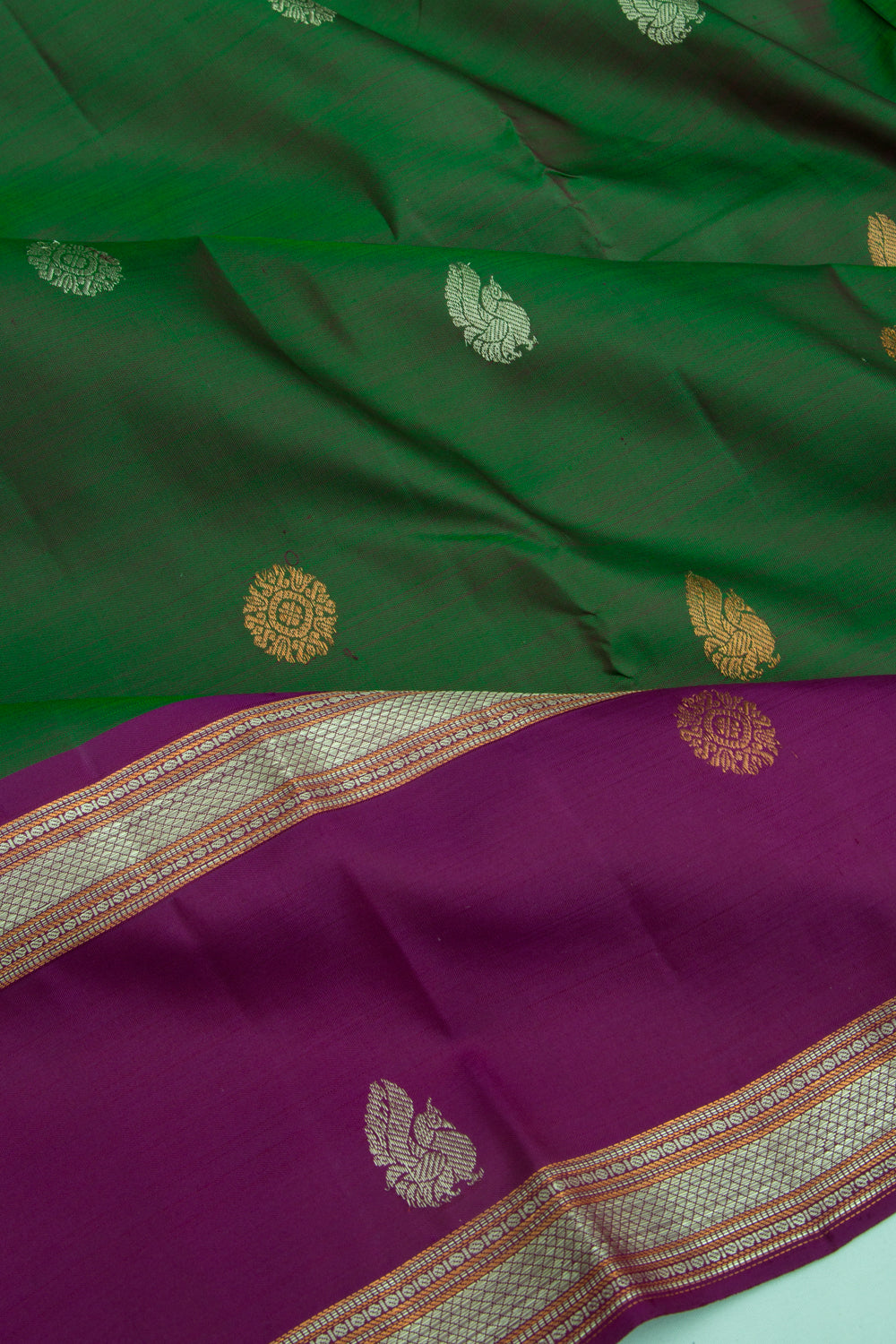 Kanchipuram Silk Butta Dark Green Saree