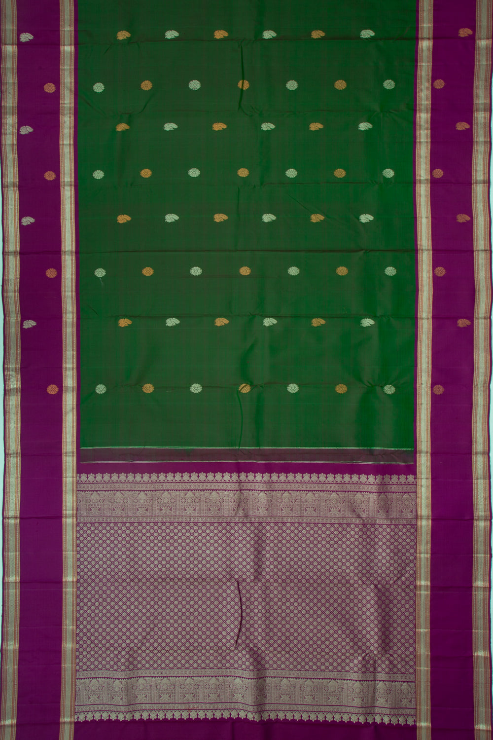 Kanchipuram Silk Butta Dark Green Saree