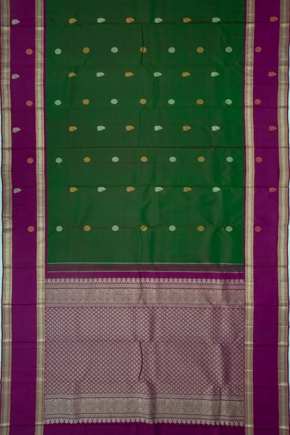 Kanchipuram Silk Butta Dark Green Saree