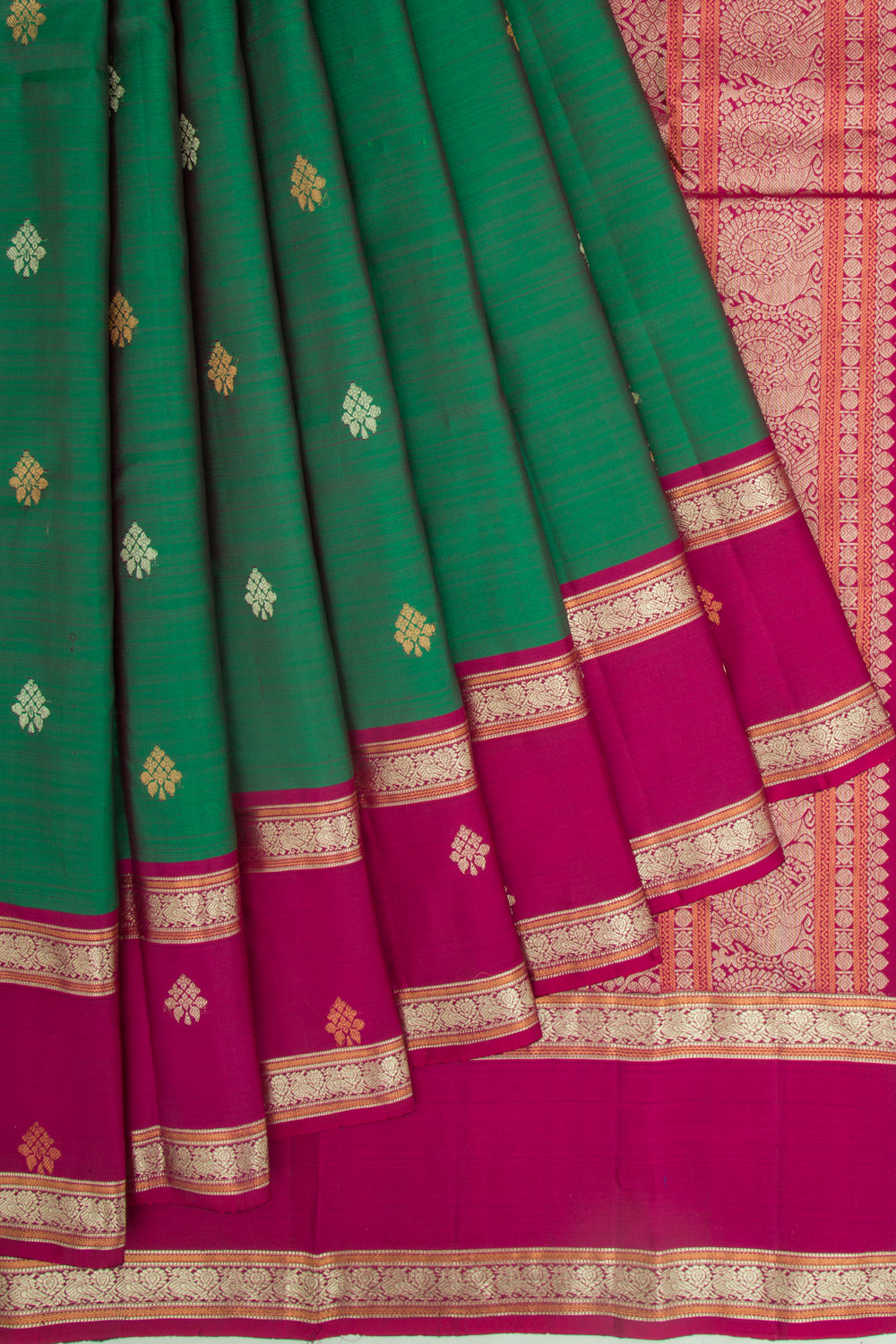 Kanchipuram Silk Butta Dark Green Saree