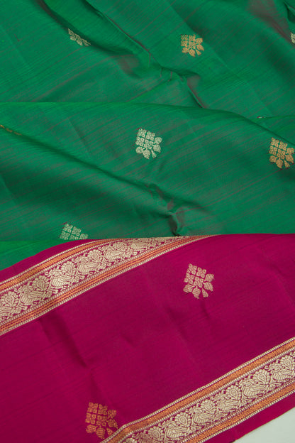 Kanchipuram Silk Butta Dark Green Saree