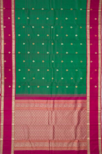 Kanchipuram Silk Butta Dark Green Saree