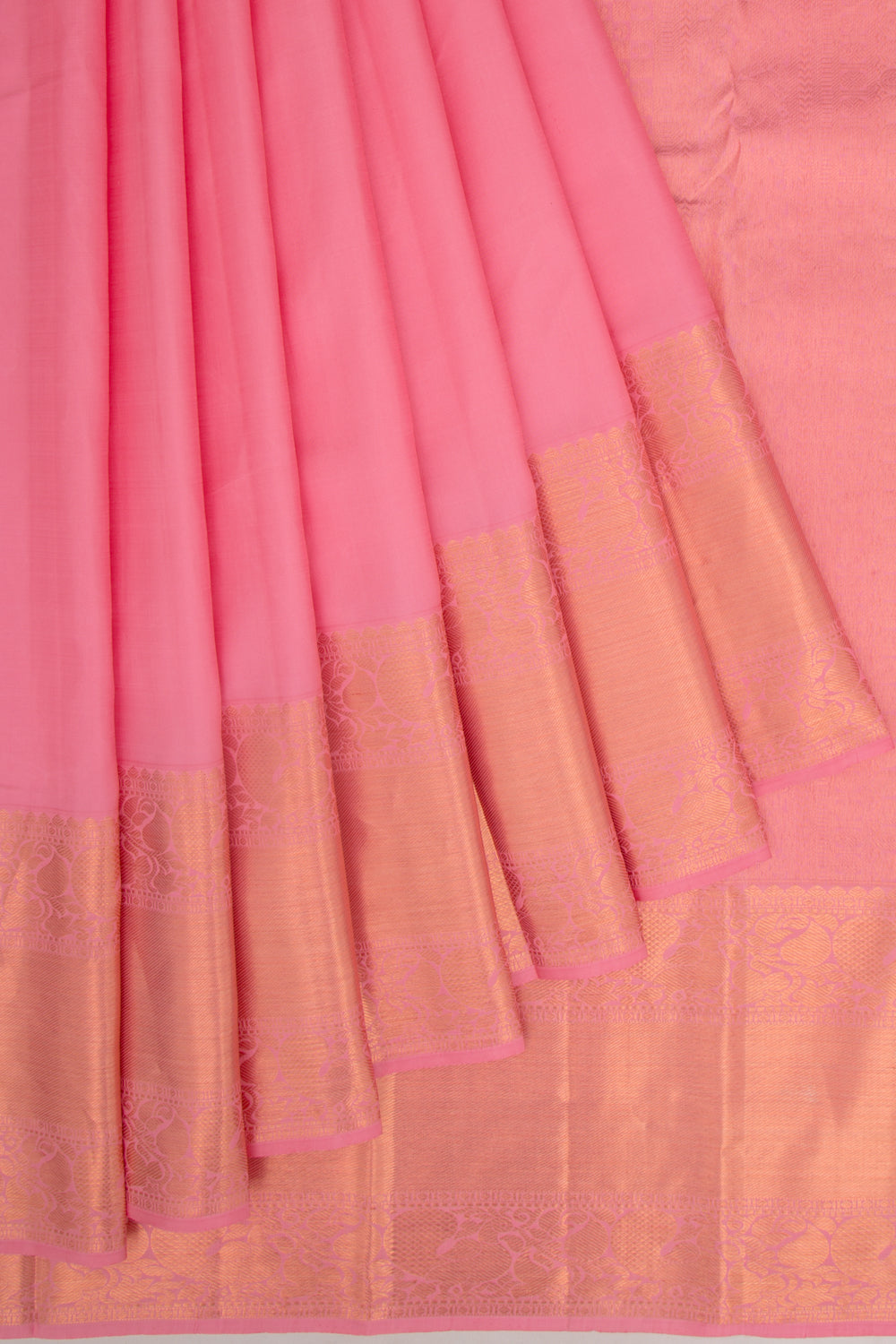 Kanchipuram Silk Plain Pink Saree