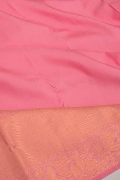 Kanchipuram Silk Plain Pink Saree