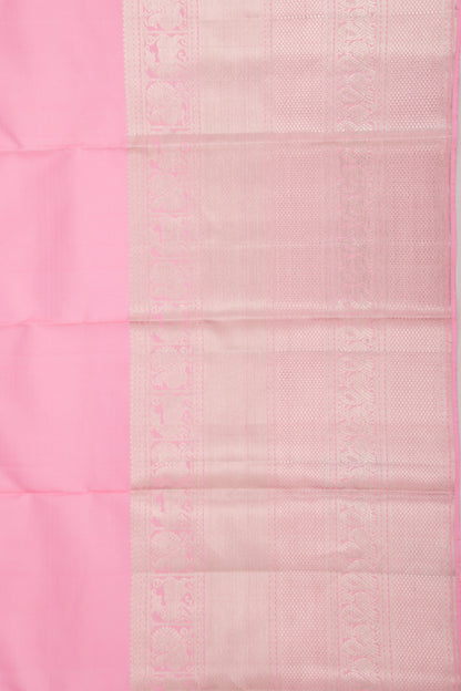 Kanchipuram Silk Plain Baby Pink Saree