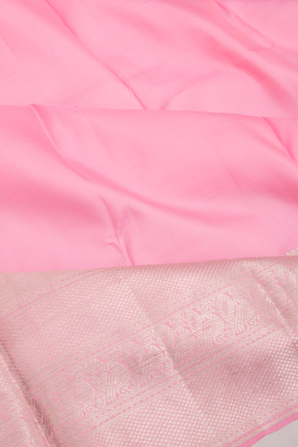Kanchipuram Silk Plain Baby Pink Saree