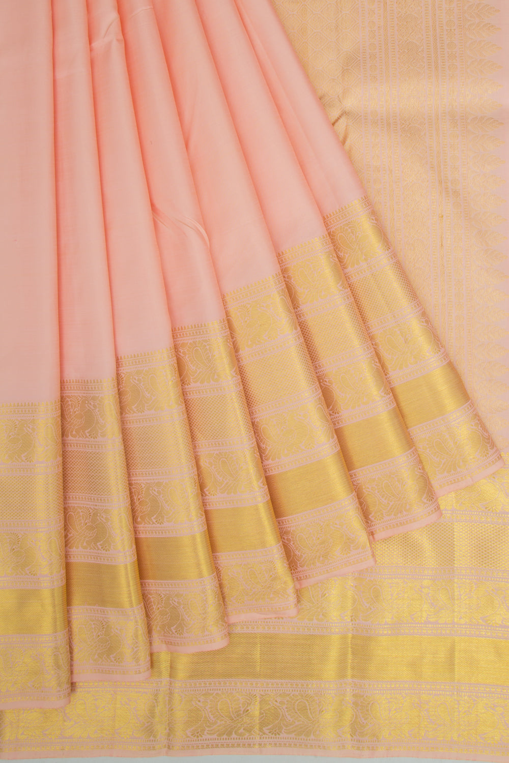 Kanchipuram Silk Plain Baby Pink Saree