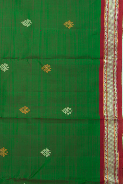 Kanchipuram Silk Butta Dark Green Saree