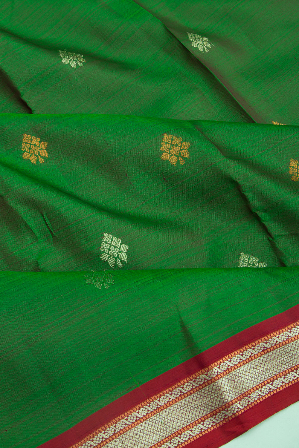 Kanchipuram Silk Butta Dark Green Saree