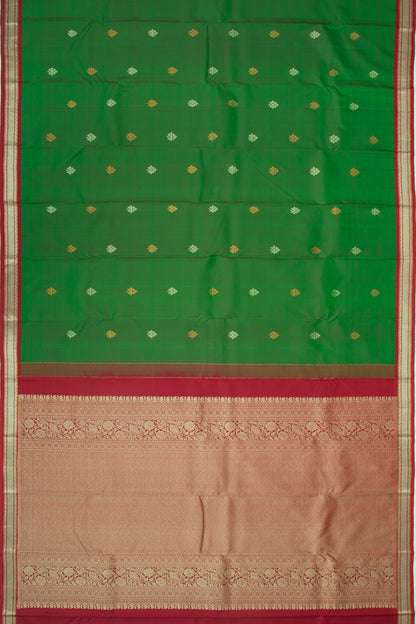 Kanchipuram Silk Butta Dark Green Saree