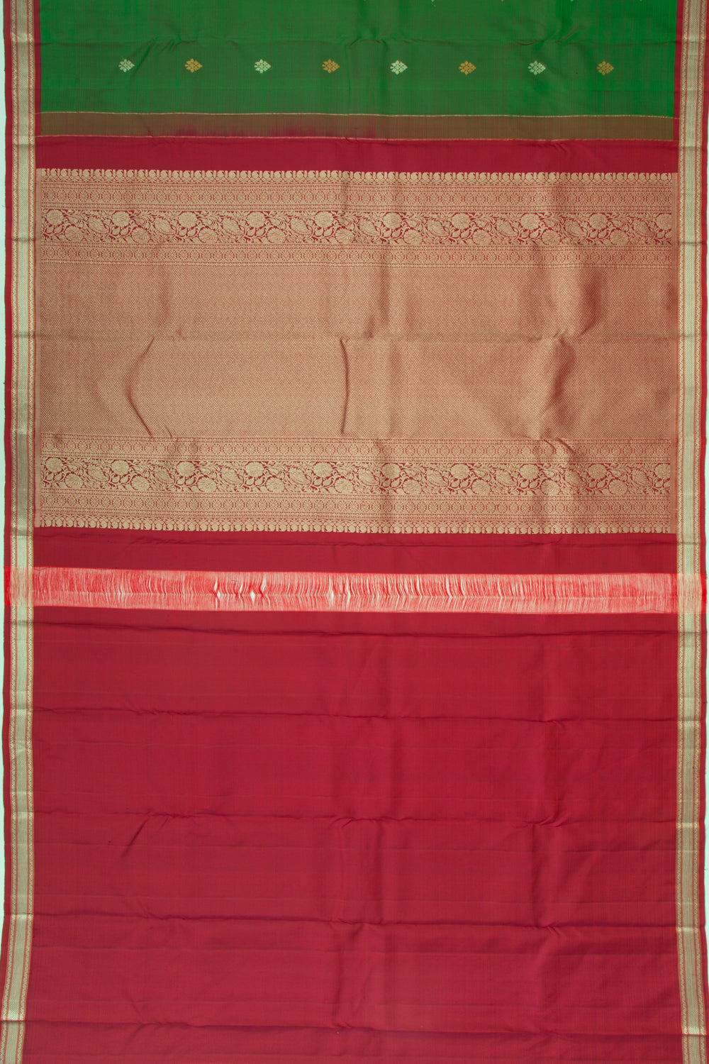 Kanchipuram Silk Butta Dark Green Saree