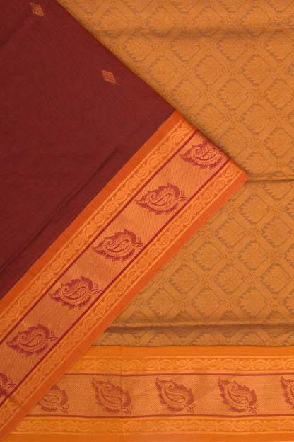 Chettinad Cotton Butta Maroon Saree
