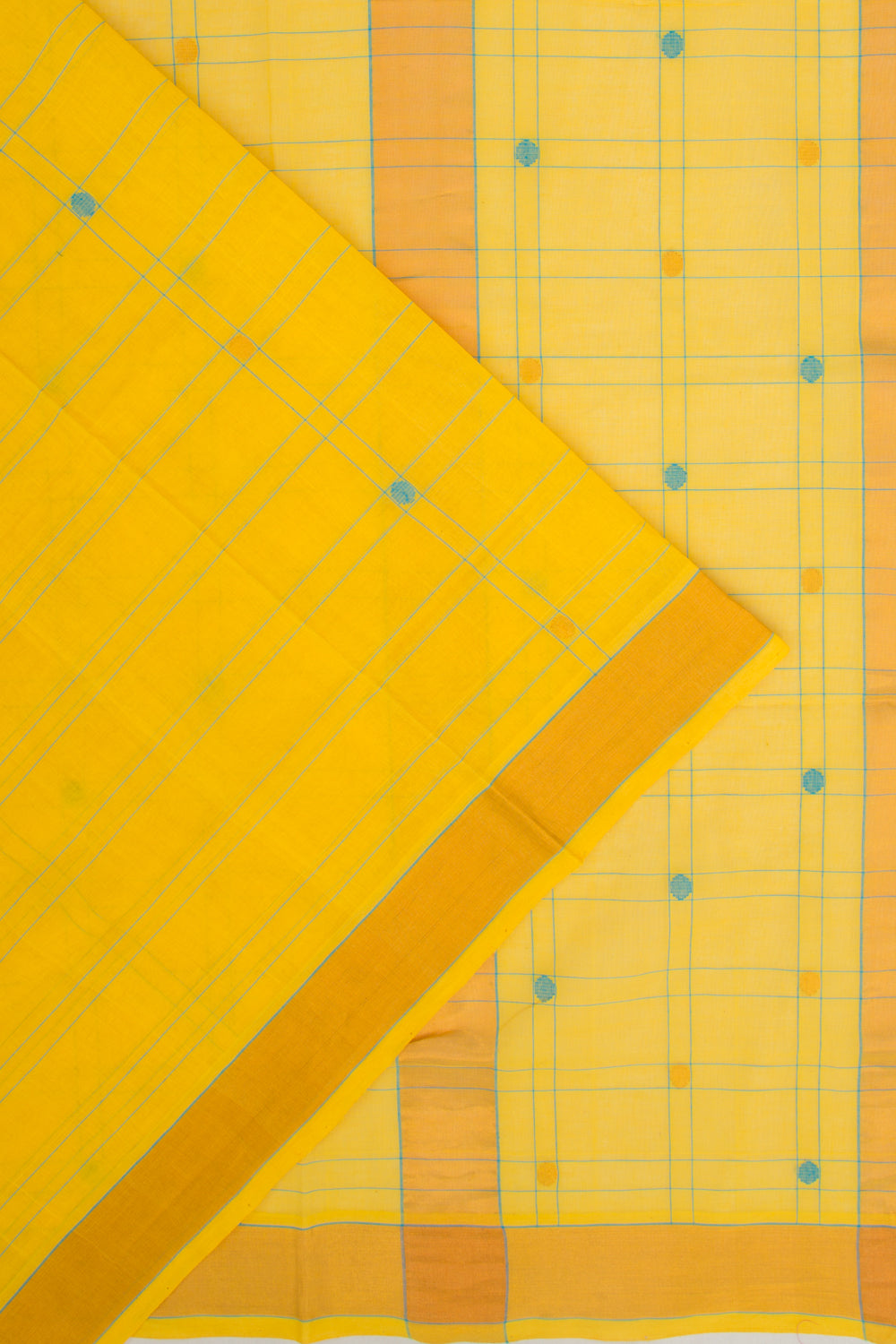 Chettinad Cotton Checks And Butta Yellow Saree