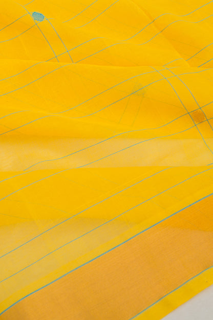 Chettinad Cotton Checks And Butta Yellow Saree