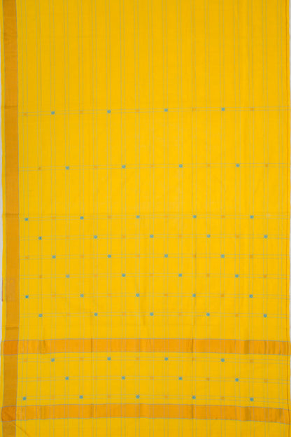 Chettinad Cotton Checks And Butta Yellow Saree