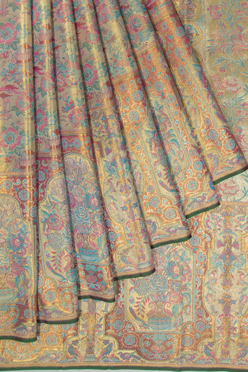 Kanchipuram Silk Tissue Brocade Gold Saree