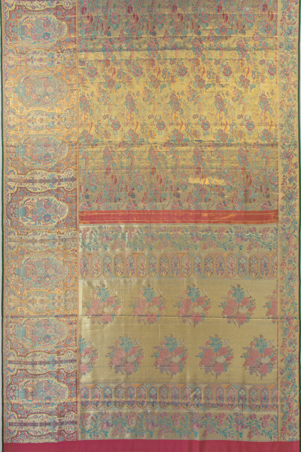 Kanchipuram Silk Tissue Brocade Gold Saree