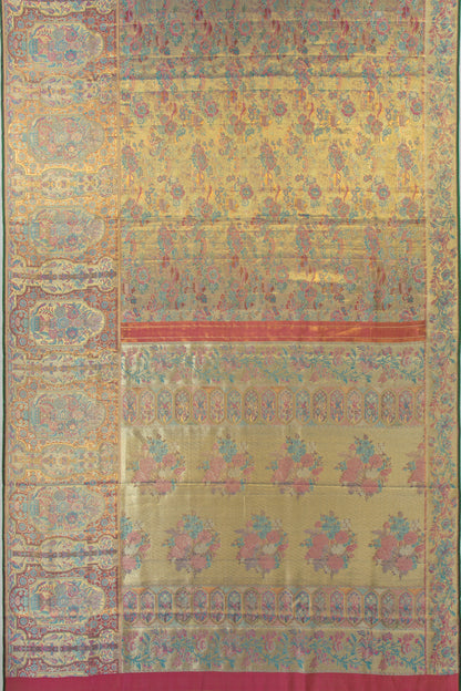 Kanchipuram Silk Tissue Brocade Gold Saree