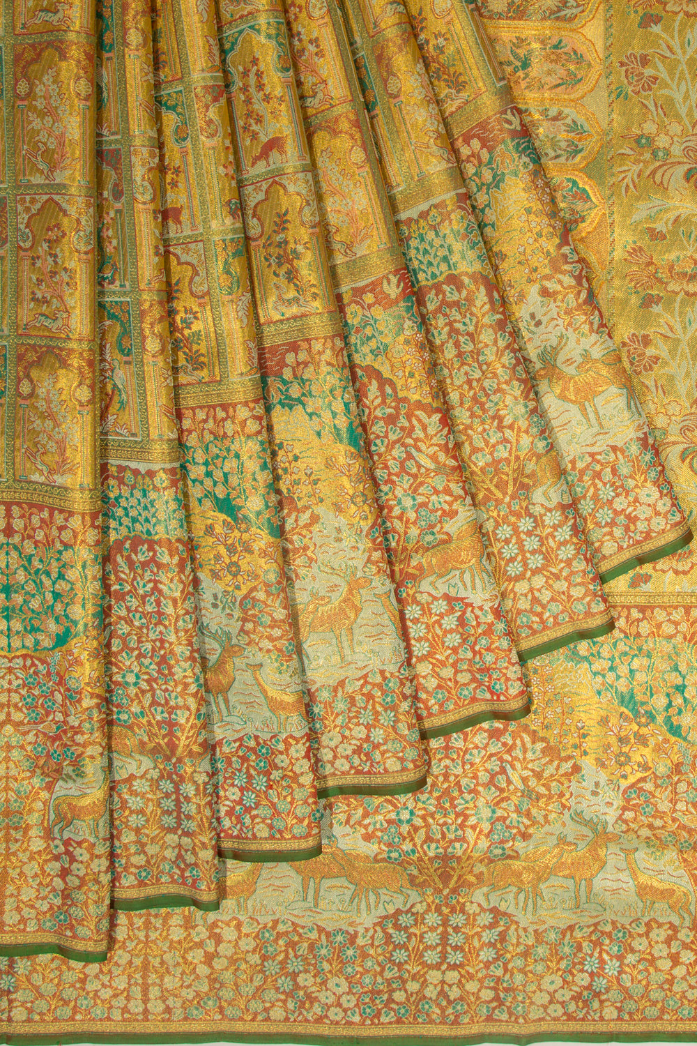 Kanchipuram Silk Tissue Brocade Gold Saree