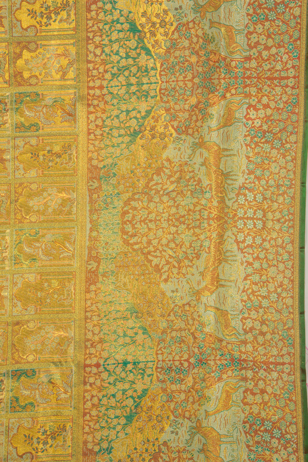 Kanchipuram Silk Tissue Brocade Gold Saree
