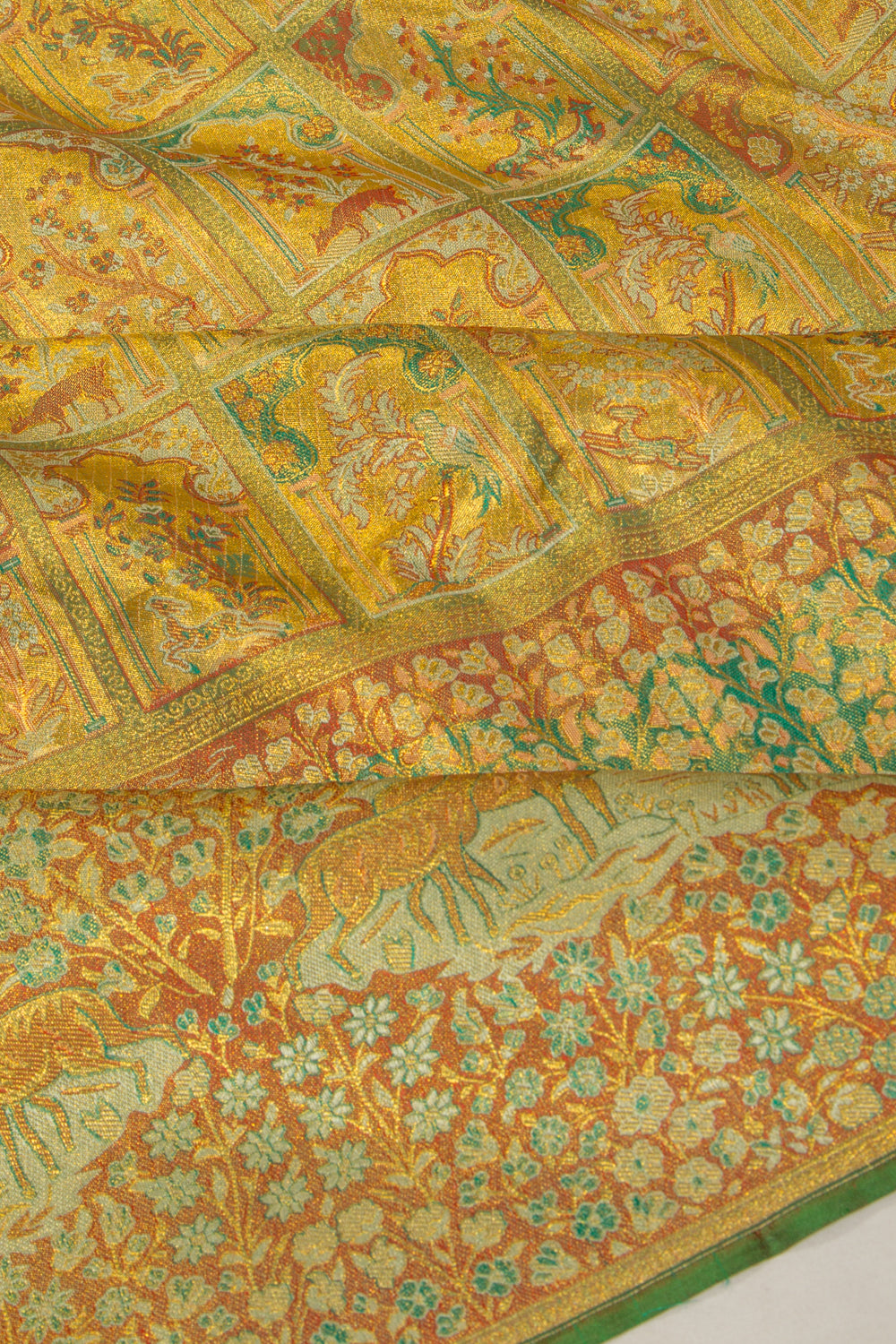 Kanchipuram Silk Tissue Brocade Gold Saree