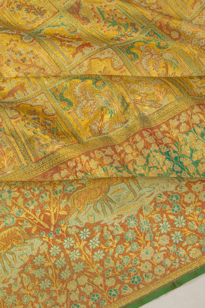 Kanchipuram Silk Tissue Brocade Gold Saree