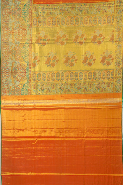 Kanchipuram Silk Tissue Brocade Gold Saree