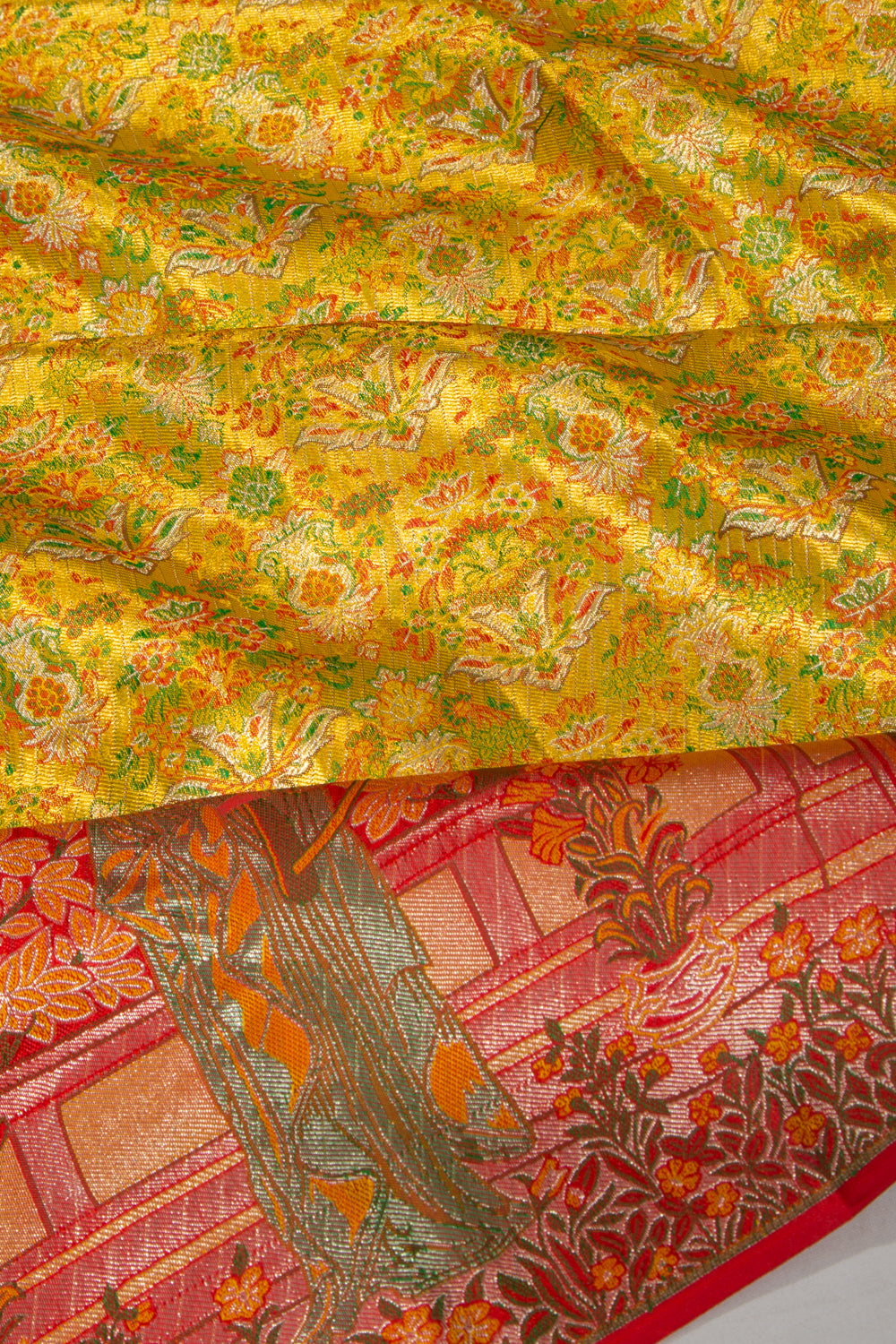 Kanchipuram Silk Tissue Brocade Gold Saree