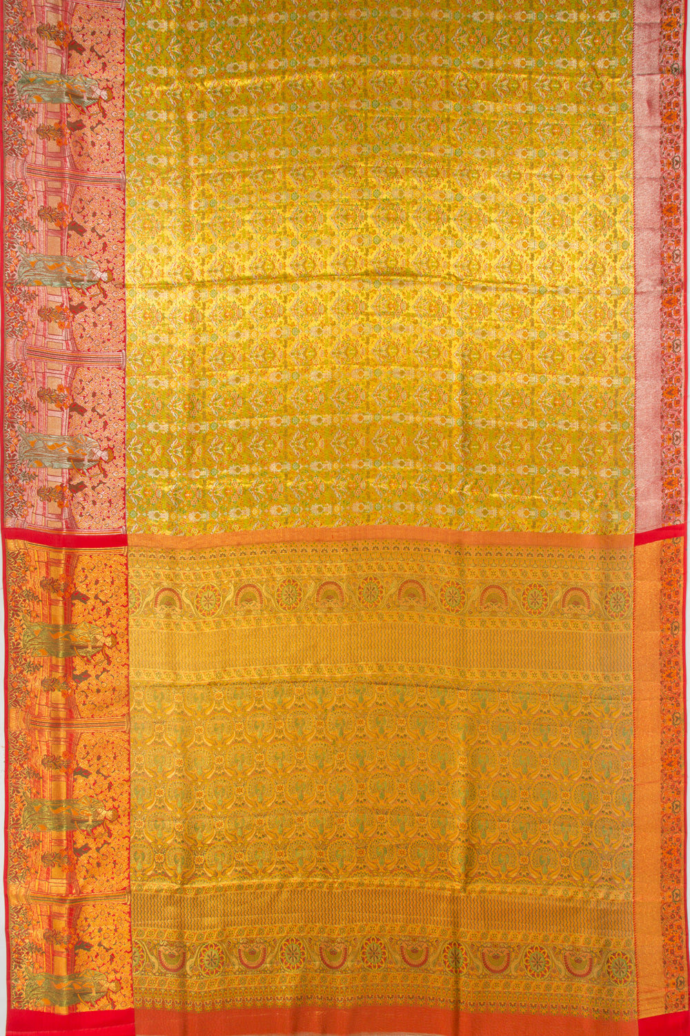 Kanchipuram Silk Tissue Brocade Gold Saree