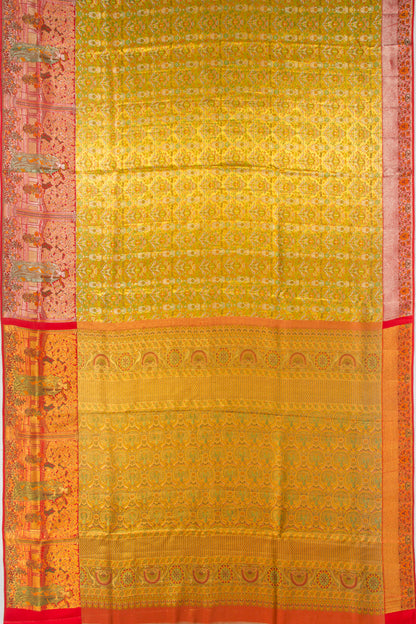 Kanchipuram Silk Tissue Brocade Gold Saree