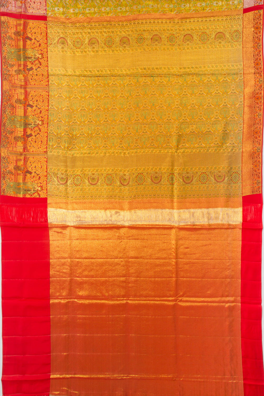 Kanchipuram Silk Tissue Brocade Gold Saree