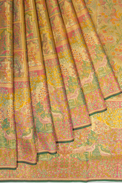 Kanchipuram Silk Tissue Brocade Gold Saree