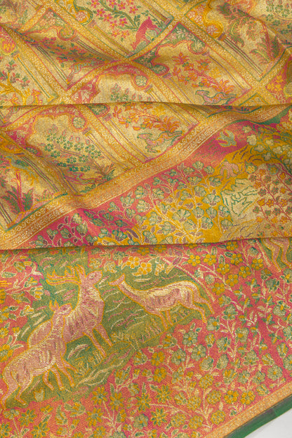 Kanchipuram Silk Tissue Brocade Gold Saree