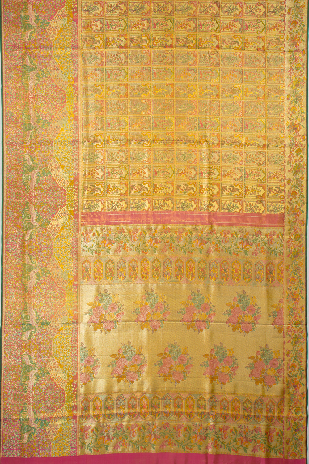 Kanchipuram Silk Tissue Brocade Gold Saree