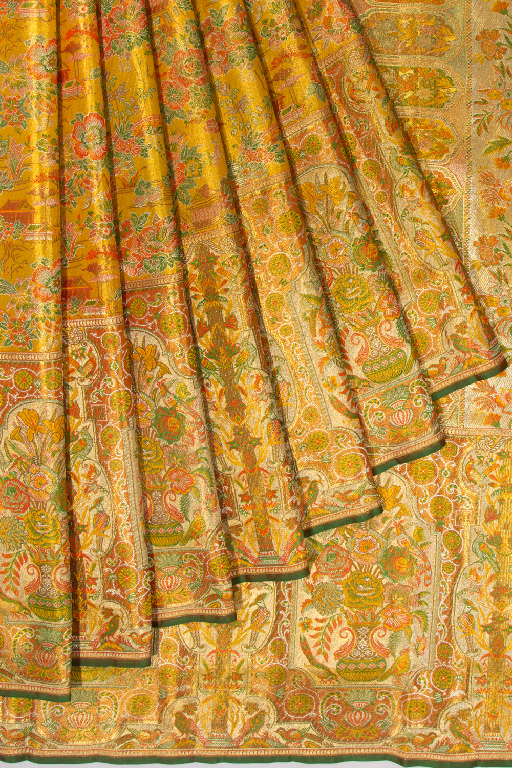 Kanchipuram Silk Tissue Brocade Gold Saree