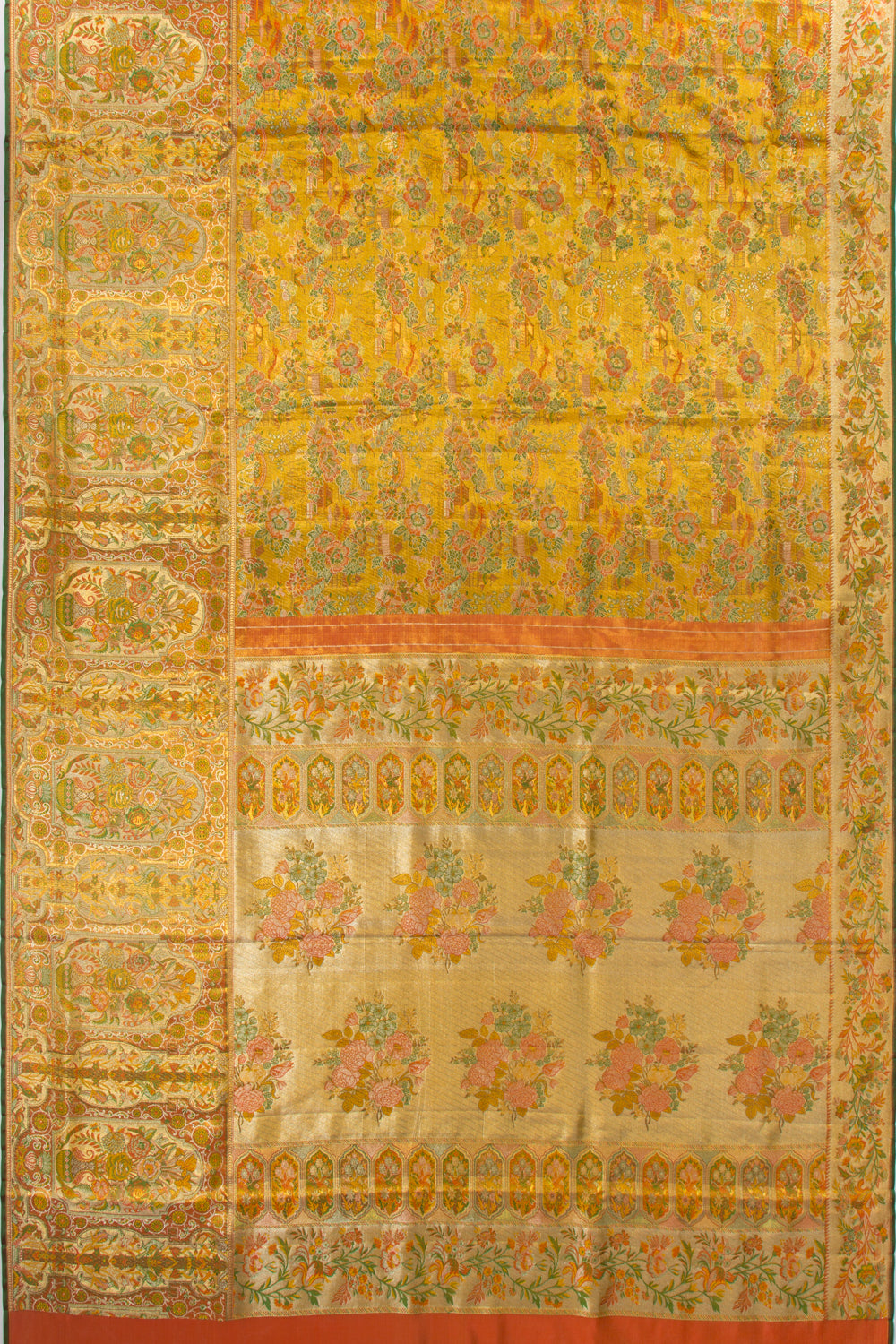 Kanchipuram Silk Tissue Brocade Gold Saree