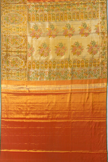 Kanchipuram Silk Tissue Brocade Gold Saree