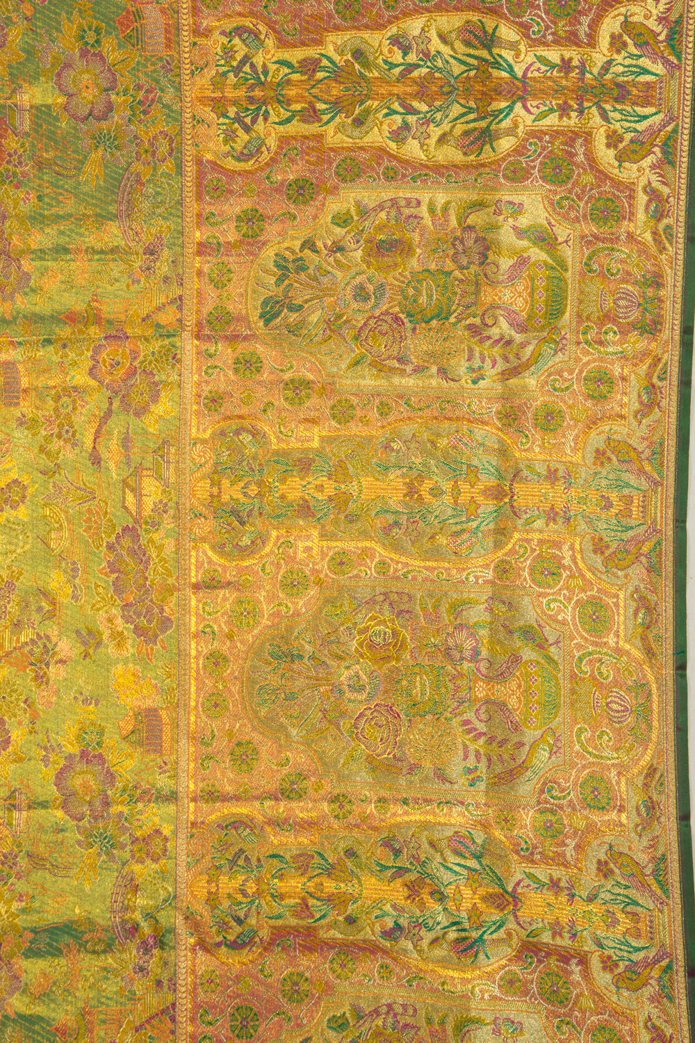 Kanchipuram Silk Tissue Brocade Green Saree