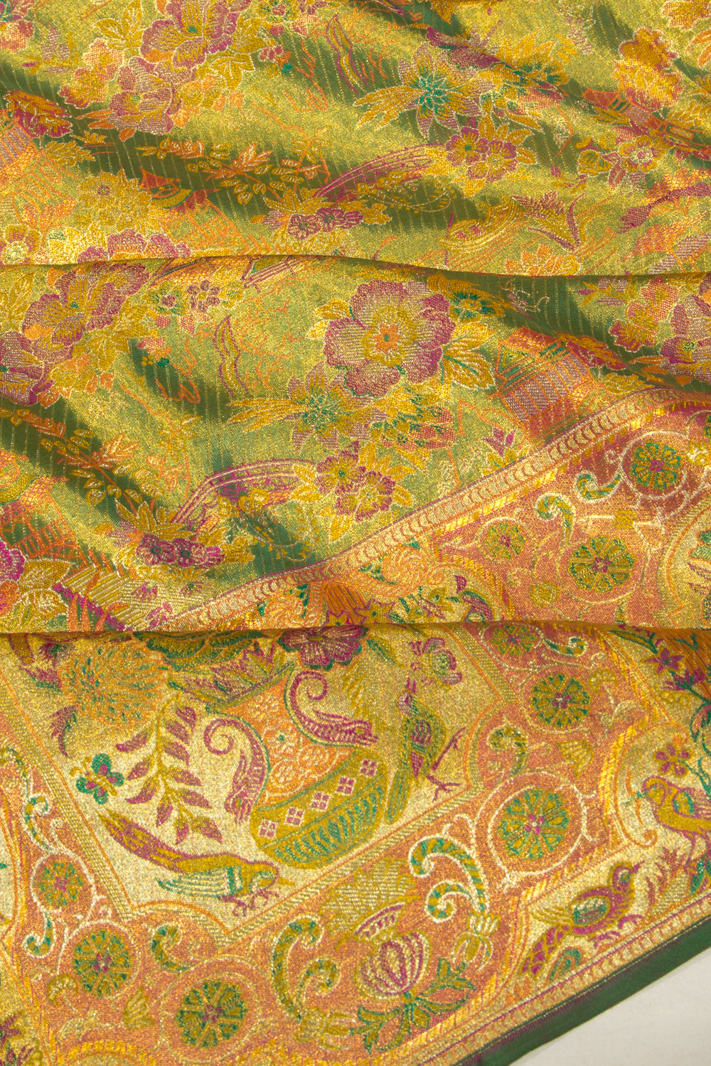 Kanchipuram Silk Tissue Brocade Green Saree