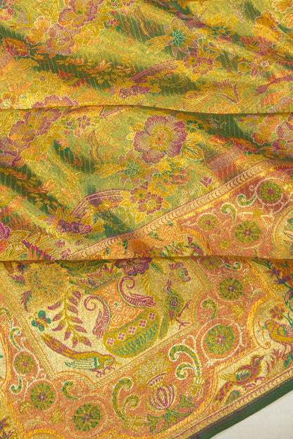 Kanchipuram Silk Tissue Brocade Green Saree