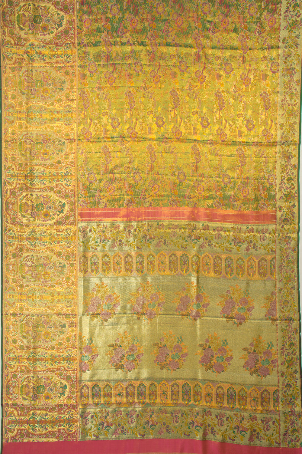 Kanchipuram Silk Tissue Brocade Green Saree