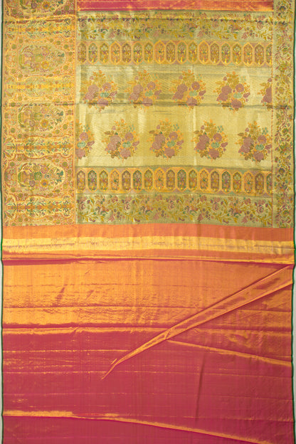 Kanchipuram Silk Tissue Brocade Green Saree