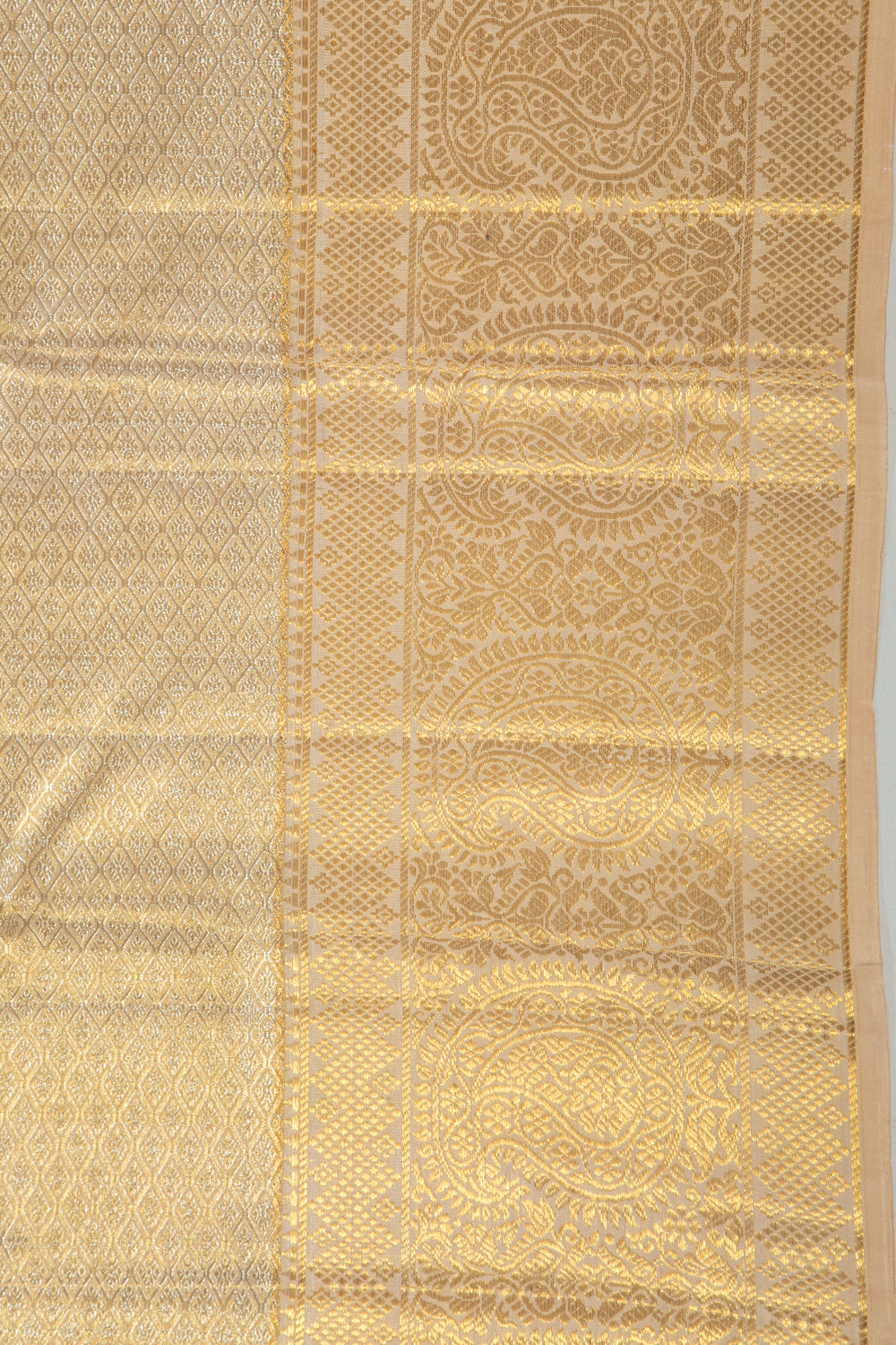 Kanchipuram Silk Tissue Brocade Cream Saree