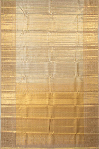 Kanchipuram Silk Tissue Brocade Cream Saree