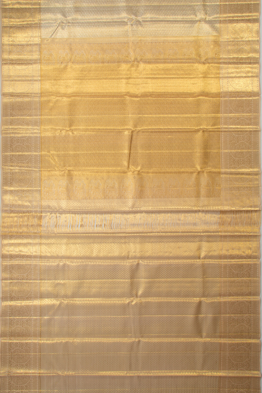 Kanchipuram Silk Tissue Brocade Cream Saree