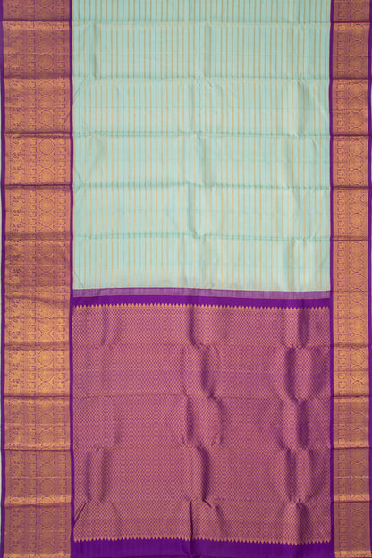 Kanchipuram Silk Horizontal Lines Blue Saree
