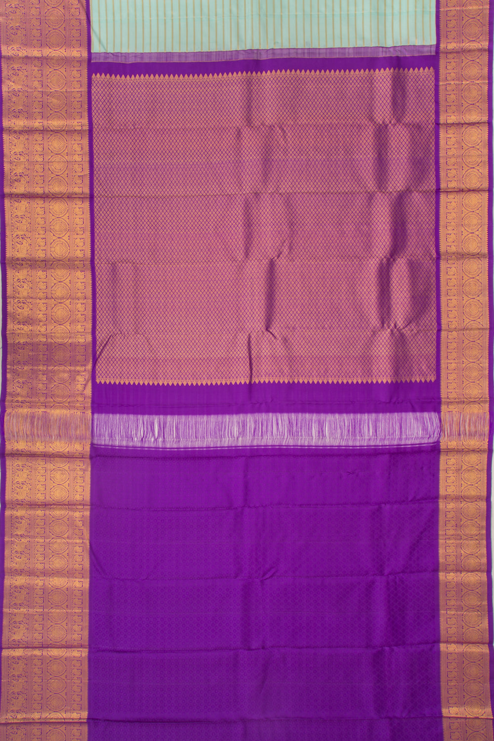Kanchipuram Silk Horizontal Lines Blue Saree