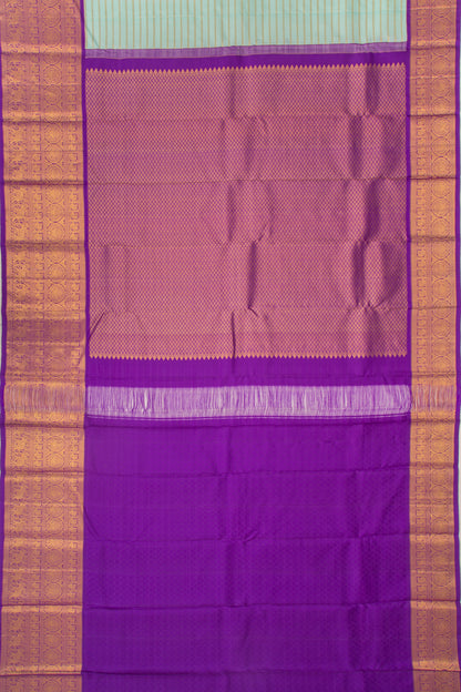 Kanchipuram Silk Horizontal Lines Blue Saree