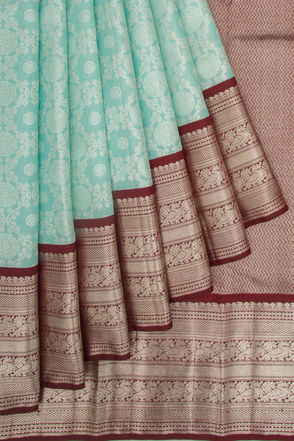 Kanchipuram Silk Brocade Sky Blue Saree